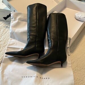 Veronica Beard Heeled Freda Boots in Black Leather Sz 6.5